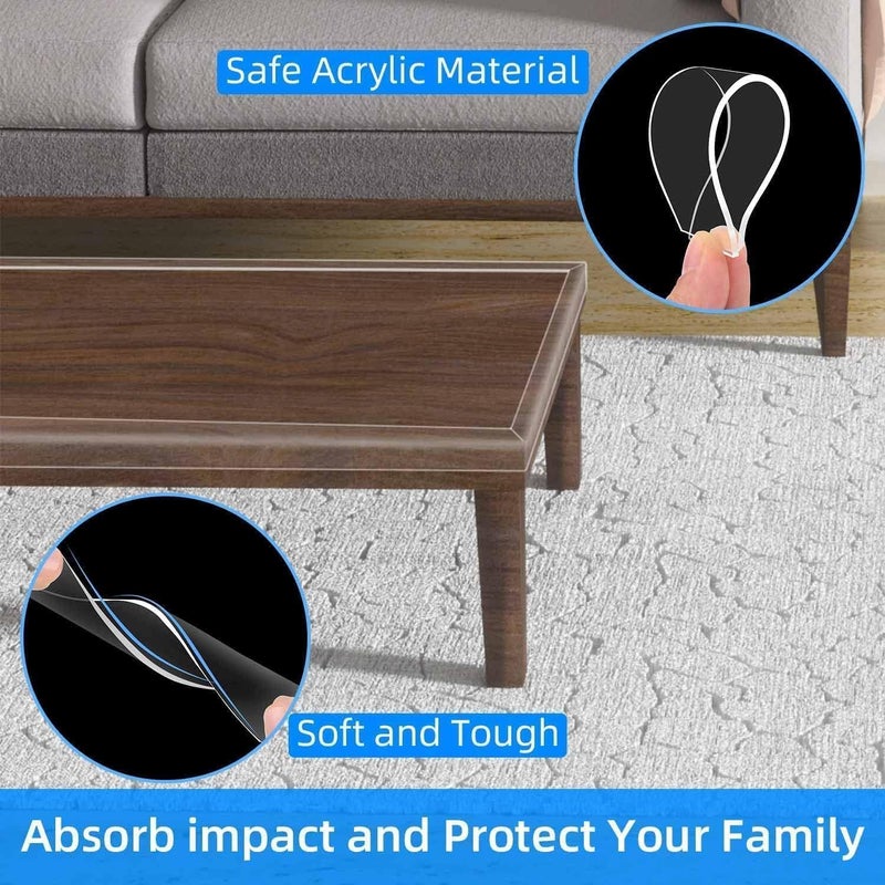 MILEQEE 3Pack Clear Edge Protector Strip,1.57in x 16.4FT(49.2FT Total),Sharp Edge Wrap Cover Tape,Self Adhesive Protective Bumper Guards for Cabinet Door Desk Table Furniture,Kitchen Countertop,Waterproof - Image 3